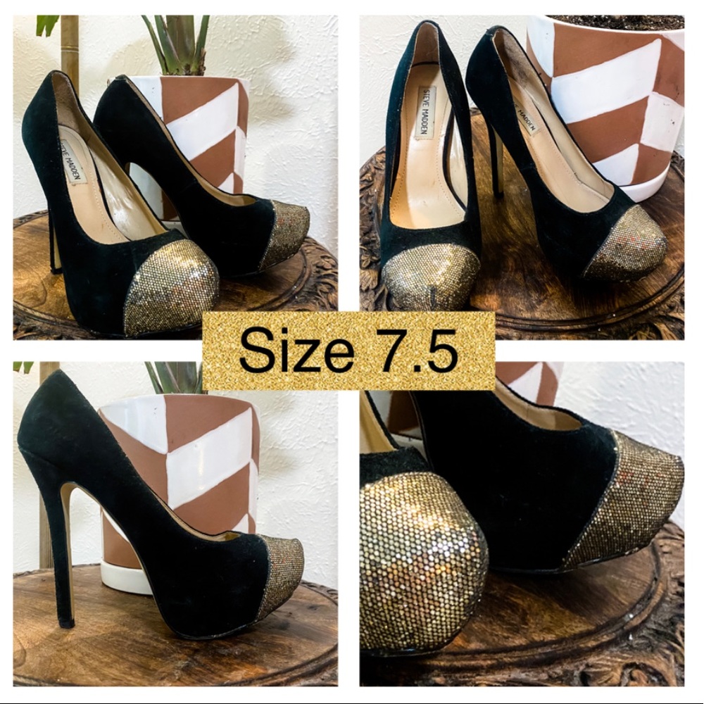 Size 7.5 - Steve Madden gold toe platform heels